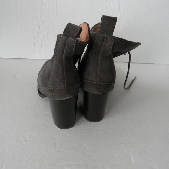 SEYCHELLES "TOWER" GRAY SUEDE BLOCK HEEL ANKLE BOOTS BOOTIES LACE-UP TIE SZ 7 - Picture 4 of 6